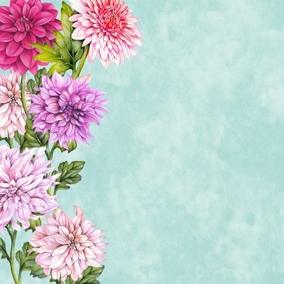 Wenskaart veel dahlia's 2