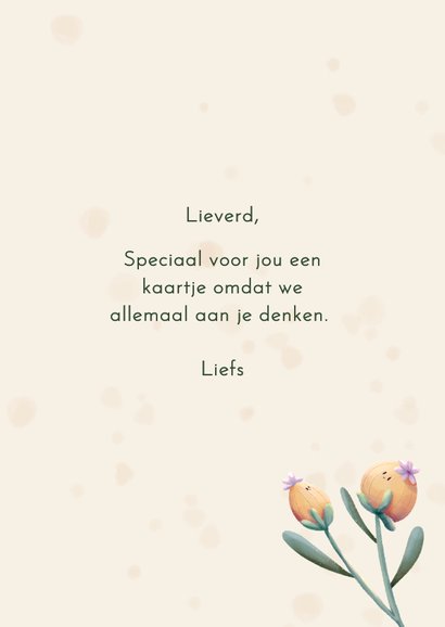 Wenskaart veel liefs van ons allemaal met bloem 3