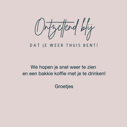 Wenskaart welkom thuis kaart met landschap en huisje 3