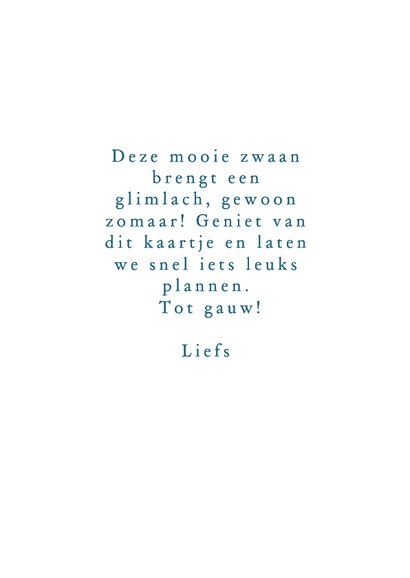 Wenskaart witte zwaan met waterlelies 3