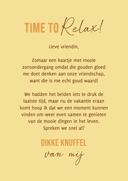 Wenskaart zeezicht zon onder 3