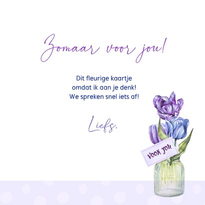 Wenskaart zomaar vaasjes tulpen 3