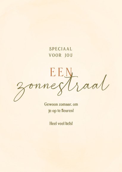 Wenskaart zonnebloem met gezichtje liefs voor jou 3