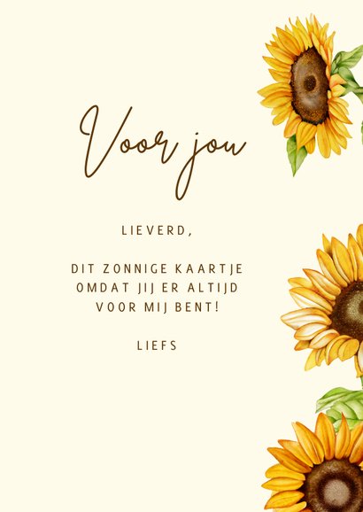 Wenskaart zonnebloemen voor jou 3