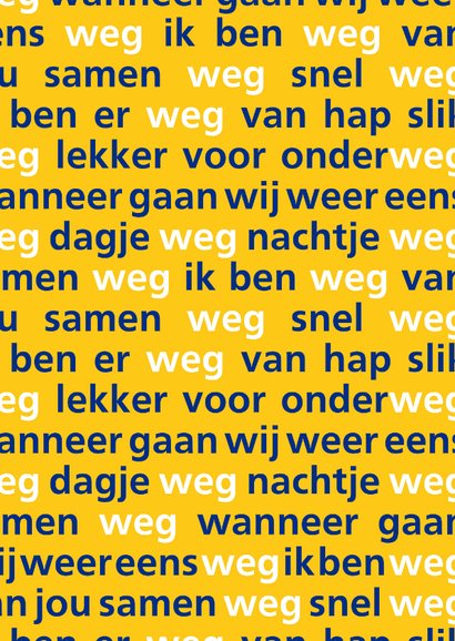 Wenskaartje typografisch weg van jou samen weg 2
