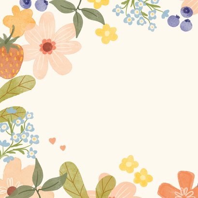 Wenskaartje zonnig en vol bloemen 2