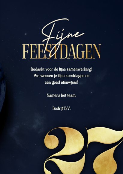 Wereldbol zakelijke kerstkaart stijlvol gouden 2027 3