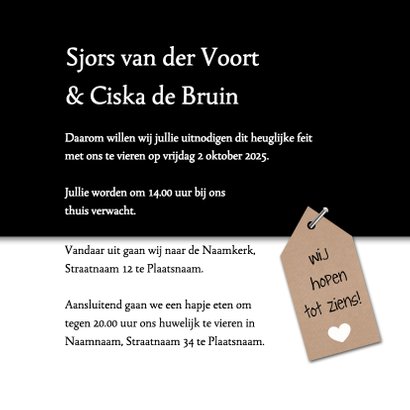 Wij gaan trouwen met kraftlabel trouwkaart 3