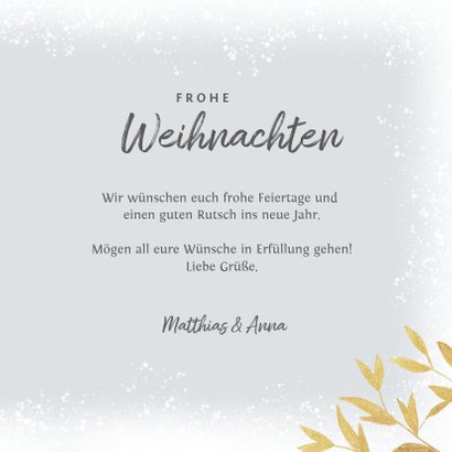 Winterliche Weihnachtskarte mit Foto & goldenen Zweigen 3