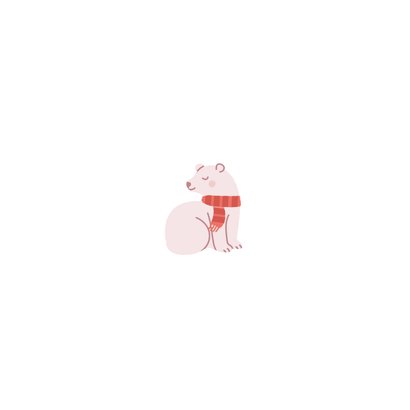 Winters geboortekaartje voor een zusje met ijsbeertjes roze Achterkant