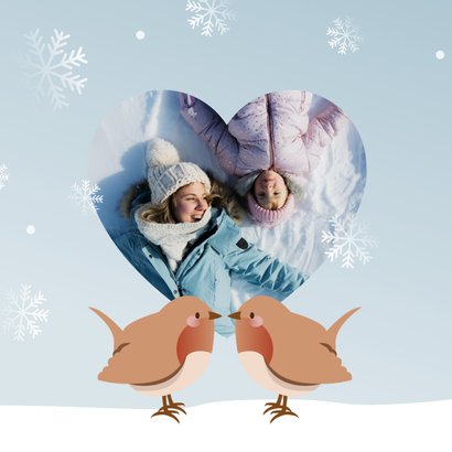 Winters kerstkaartje met vogeltjes liefdevolle kerst 2