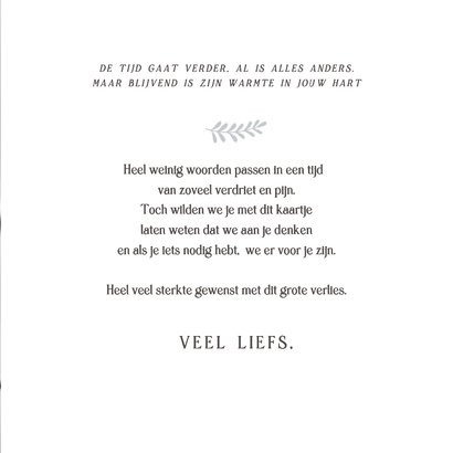 Winterse condoleance kaart met natuurfoto in de sneeuw 3