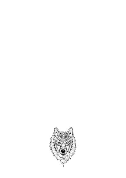 Wolf zwart/wit illustratie 2