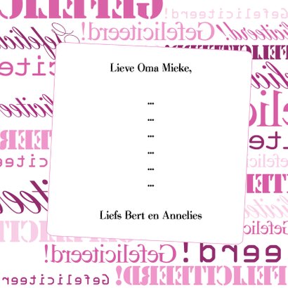 Woorden Gefeliciteerd Roze - BK 3
