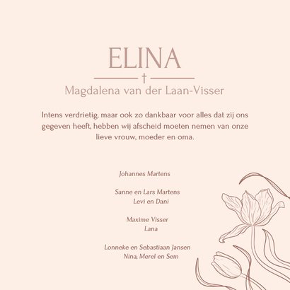 Zacht beige rouwkaart met stijlvolle tulpen 3