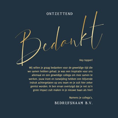 Zakelijk bedankt collega donker met gouden ster 3