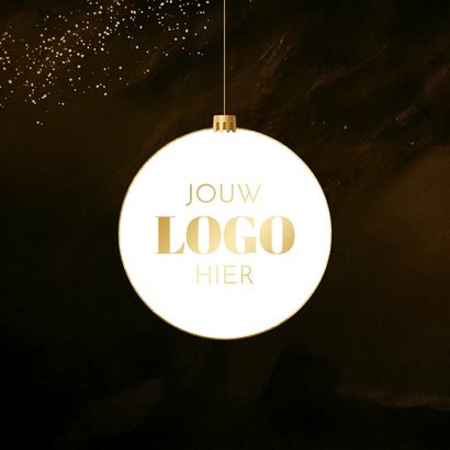 Zakelijk kerstkaartje met fotocollage 14 kerstballen goud 2