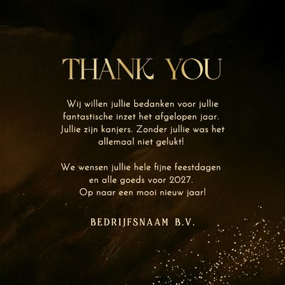 Zakelijk kerstkaartje thank you goud bruin waterverf 3