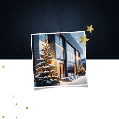Zakelijke adreswijziging kerstkaart met sterren en papiertje 2