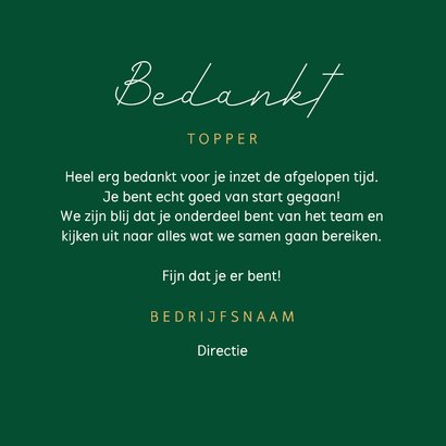 Zakelijke bedankkaart bedankt voor je harde werk handgebaar 3