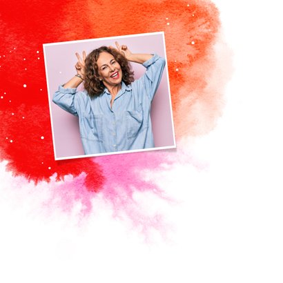 Zakelijke bedankkaart hip waterverf roze rood foto collega 2