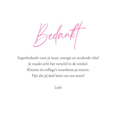 Zakelijke bedankkaart hip waterverf roze rood foto collega 3