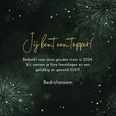 Zakelijke bedankt kerstkaart fijne feestdagen vuurwerk goud  3