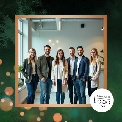 Zakelijke bedankt kerstkaart met lichtjes en logo 2