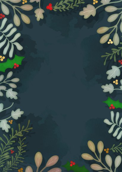 Zakelijke botanische kerstkaart - een gouden kerst Achterkant