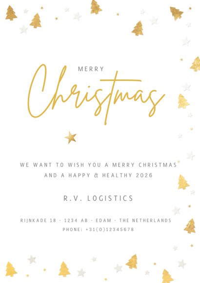 Zakelijke en internationale kerstkaart met kerstbomen kader 3