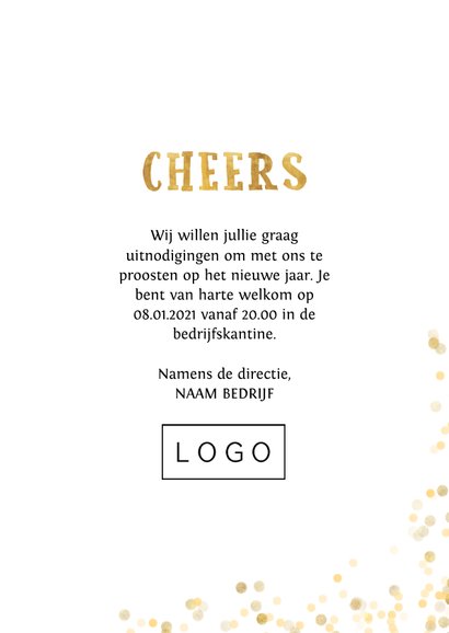 Zakelijke fotocollage nieuwjaarsborrel uitnodiging goudlook 3