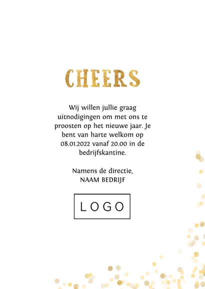 Zakelijke fotocollage nieuwjaarsborrel uitnodiging goudlook 3