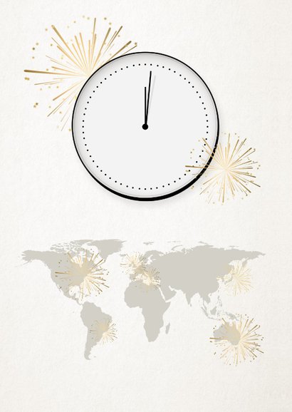 Zakelijke internationale nieuwjaarskaart met wereldklokken 2