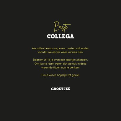Zakelijke kaart collega corona thuiswerken missen zomaar 3