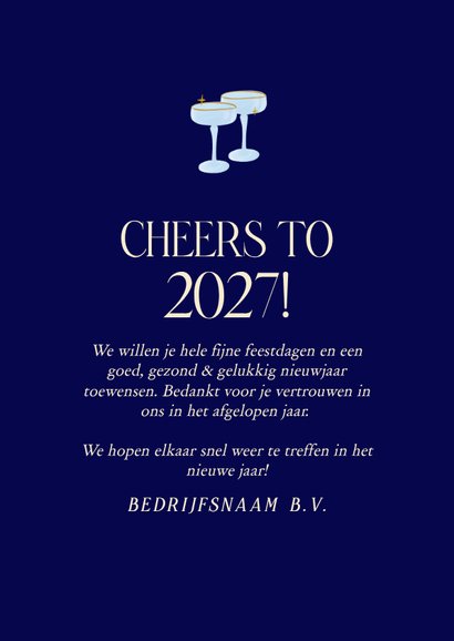Zakelijke kaart voor de feestdagen met champagnetoren 3