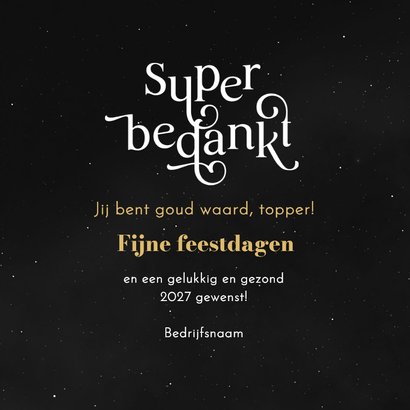Zakelijke kerst en nieuwjaarskaart feestdagen super bedankt 3