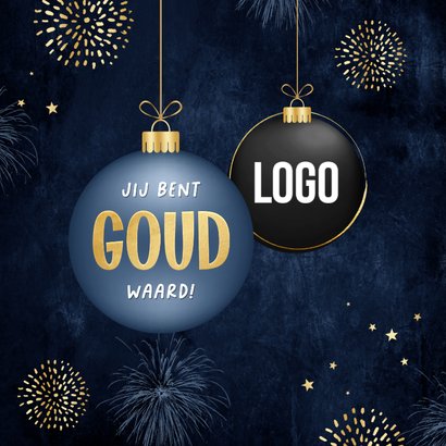 Zakelijke kerst- en nieuwjaarskaart kerstbal 2026 vuurwerk 2