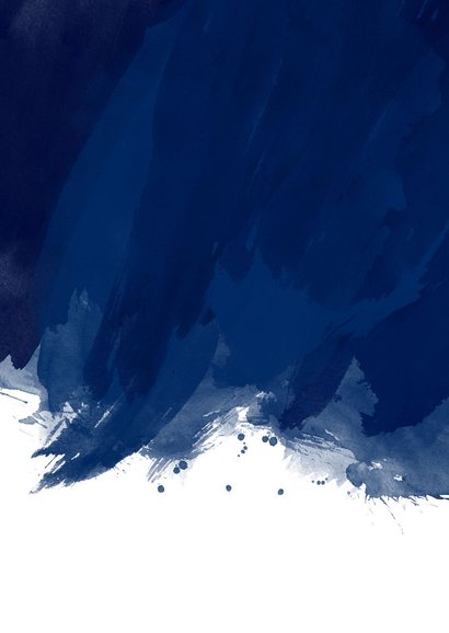Zakelijke kerstborrel uitnodiging blauw waterverf goudlook Achterkant