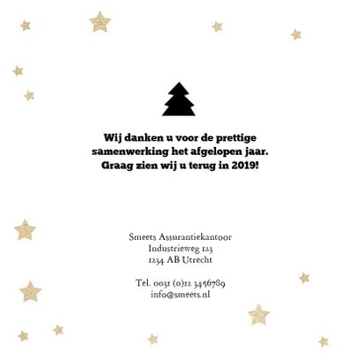 Zakelijke kerstkaart 2019 met tekstslingers, sterren en logo 2