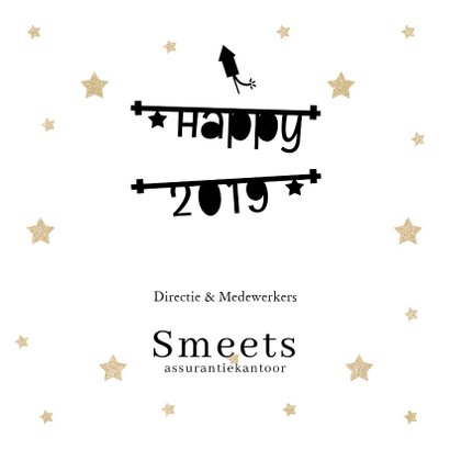 Zakelijke kerstkaart 2019 met tekstslingers, sterren en logo 3