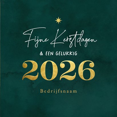 Zakelijke kerstkaart 2026 goud foto groen waterverf 3