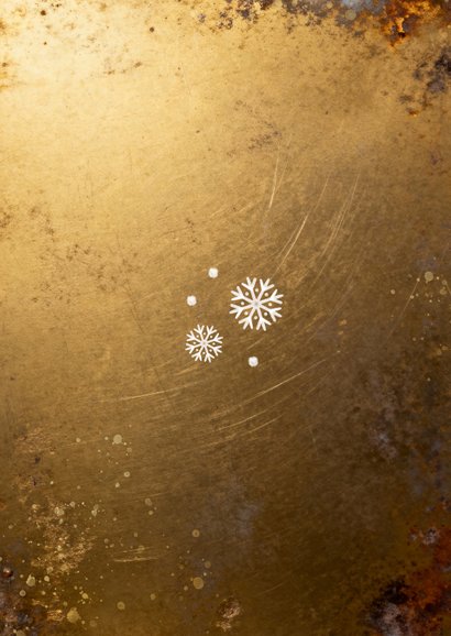 Zakelijke kerstkaart 2026 goud lampjes sneeuw Achterkant