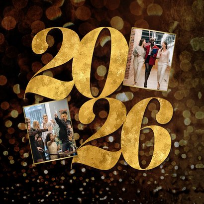 Zakelijke kerstkaart 2026 goud sparkle fijne feestdagen 2