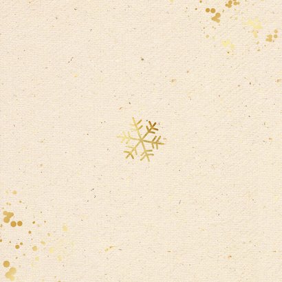Zakelijke kerstkaart 2026 linnen cijfers goud sneeuw spetter Achterkant