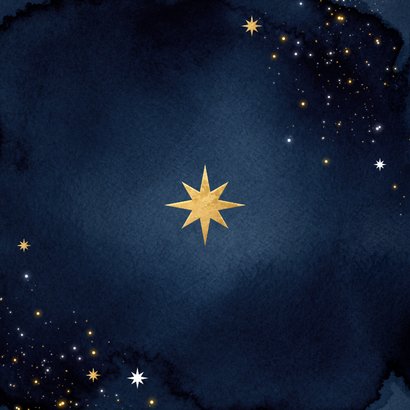 Zakelijke kerstkaart 2026 sterren goud foto logo bedankt Achterkant