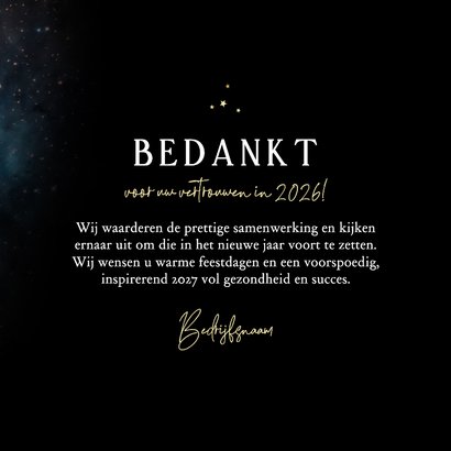 Zakelijke kerstkaart 2027 goud galaxy sterren goud 3