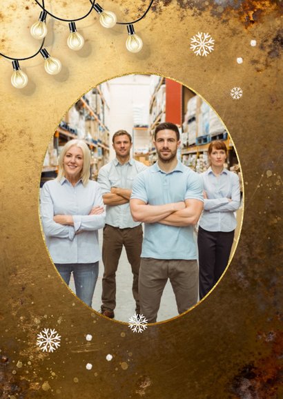 Zakelijke kerstkaart 2027 goud lampjes sneeuw 2