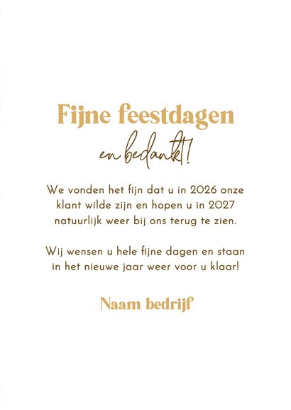 Zakelijke kerstkaart 2027 goud lampjes sneeuw 3