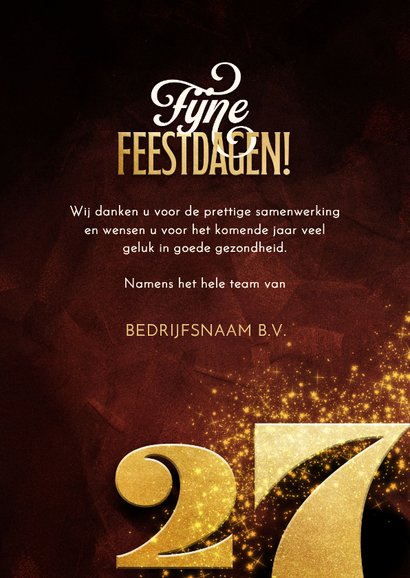 Zakelijke kerstkaart 2027 goudlook met sterren rood 3
