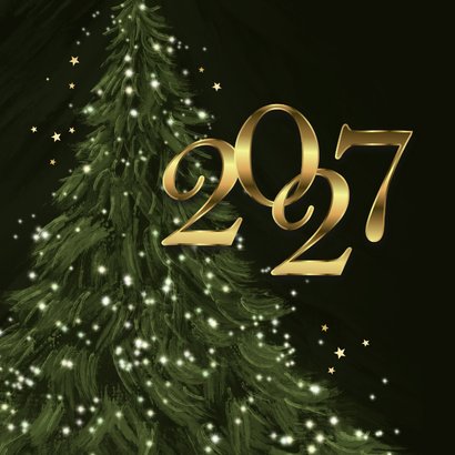Zakelijke kerstkaart 2027 kerstboom lichtjes sterren logo 2